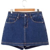 image:imageSidefeel Skorts for Woman Jean Skirt High Waisted Stretchy Denim Skort Mini Skirts with PocketsBluing