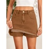 image:imageSidefeel Skorts for Woman Jean Skirt High Waisted Stretchy Denim Skort Mini Skirts with PocketsBrown