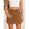 image:imageSidefeel Skorts for Woman Jean Skirt High Waisted Stretchy Denim Skort Mini Skirts with PocketsBrown