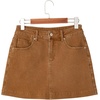 image:imageSidefeel Skorts for Woman Jean Skirt High Waisted Stretchy Denim Skort Mini Skirts with PocketsBrown