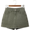 image:imageSidefeel Skorts for Woman Jean Skirt High Waisted Stretchy Denim Skort Mini Skirts with PocketsGreen