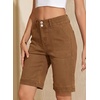 image:imageSidefeel Womens Bermuda Jean Shorts High Waisted Tummy Control Stretchy Denim Shorts with PocketsBrown