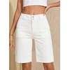 image:imageSidefeel Womens Bermuda Jean Shorts High Waisted Tummy Control Stretchy Denim Shorts with PocketsWhite