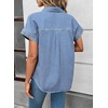 image:imageSidefeel Womens Button Down Denim Shirt Collared Short Sleeve Jean Shirt Blouse with PocketsBeau Blue