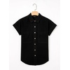 image:imageSidefeel Womens Button Down Denim Shirt Collared Short Sleeve Jean Shirt Blouse with PocketsBlack