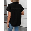 image:imageSidefeel Womens Button Down Denim Shirt Collared Short Sleeve Jean Shirt Blouse with PocketsBlack