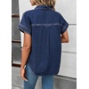image:imageSidefeel Womens Button Down Denim Shirt Collared Short Sleeve Jean Shirt Blouse with PocketsBluing