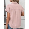 image:imageSidefeel Womens Button Down Denim Shirt Collared Short Sleeve Jean Shirt Blouse with PocketsPink