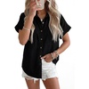 image:imageSidefeel Womens Button Down Denim Shirt Collared Short Sleeve Jean Shirt Blouse with PocketsBlack