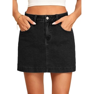 image:imageSidefeel Skorts for Woman Jean Skirt High Waisted Stretchy Denim Skort Mini Skirts with PocketsBlack
