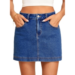 image:imageSidefeel Skorts for Woman Jean Skirt High Waisted Stretchy Denim Skort Mini Skirts with PocketsDark Blue
