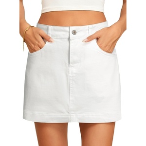 image:imageSidefeel Skorts for Woman Jean Skirt High Waisted Stretchy Denim Skort Mini Skirts with PocketsWhite
