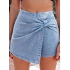 image:imageSidefeel Skorts Skirts for Women Casual Summer Bowknot High Waisted Jean Shorts Stretchy Denim Mini Skirt NO PocketIceland Blue