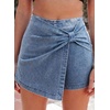 image:imageSidefeel Skorts Skirts for Women Casual Summer Bowknot High Waisted Jean Shorts Stretchy Denim Mini Skirt NO PocketLight Blue