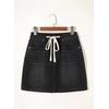 image:imageSidefeel Womens Jean Skirt High Waist Drawstring Stretchy Casual Summer Loose Fit Trendy Mini Denim Skirt with PocketsBlack