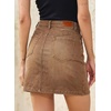 image:imageSidefeel Womens Jean Skirt High Waist Drawstring Stretchy Casual Summer Loose Fit Trendy Mini Denim Skirt with PocketsBrown