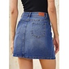 image:imageSidefeel Womens Jean Skirt High Waist Drawstring Stretchy Casual Summer Loose Fit Trendy Mini Denim Skirt with PocketsDark Blue