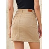 image:imageSidefeel Womens Jean Skirt High Waist Drawstring Stretchy Casual Summer Loose Fit Trendy Mini Denim Skirt with PocketsKhaki