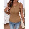 image:imageSidefeel Womens Tank Tops Casual Summer Sleeveless Crew Neck Ribbed Knit Trendy Ruffle Hem Slim Fitted Sweaters TopBrown