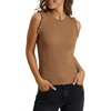 image:imageSidefeel Womens Tank Tops Casual Summer Sleeveless Crew Neck Ribbed Knit Trendy Ruffle Hem Slim Fitted Sweaters TopBrown