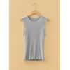 image:imageSidefeel Womens Tank Tops Casual Summer Sleeveless Crew Neck Ribbed Knit Trendy Ruffle Hem Slim Fitted Sweaters TopGrey