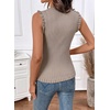 image:imageSidefeel Womens Tank Tops Casual Summer Sleeveless Crew Neck Ribbed Knit Trendy Ruffle Hem Slim Fitted Sweaters TopKhaki
