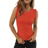 image:imageSidefeel Womens Tank Tops Casual Summer Sleeveless Crew Neck Ribbed Knit Trendy Ruffle Hem Slim Fitted Sweaters TopOrange