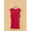 image:imageSidefeel Womens Tank Tops Casual Summer Sleeveless Crew Neck Ribbed Knit Trendy Ruffle Hem Slim Fitted Sweaters TopRed