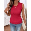 image:imageSidefeel Womens Tank Tops Casual Summer Sleeveless Crew Neck Ribbed Knit Trendy Ruffle Hem Slim Fitted Sweaters TopRed