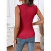 image:imageSidefeel Womens Tank Tops Casual Summer Sleeveless Crew Neck Ribbed Knit Trendy Ruffle Hem Slim Fitted Sweaters TopRed