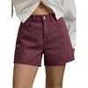 image:imageSidefeel Womens Jean Shorts High Waisted Stretchy Casual Side Seam Denim ShortsBurgundy