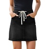 image:imageSidefeel Womens Jean Skirt High Waist Drawstring Stretchy Casual Summer Loose Fit Trendy Mini Denim Skirt with PocketsBlack