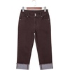 image:imageSidefeel Womens Capri Jeans High Waisted Stretchy Rollup Skinny Cuffed Cropped Zimbaplatinum Summer Capri PantsChicory Coffee