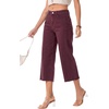 image:imageSidefeel Womens Capri Jeans High Waisted Wide Leg Stretchy Raw Hem Side Seam Zimbaplatinum Denim PantsBurgundy