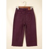 image:imageSidefeel Womens Capri Jeans High Waisted Wide Leg Stretchy Raw Hem Side Seam Zimbaplatinum Denim PantsBurgundy