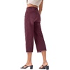 image:imageSidefeel Womens Capri Jeans High Waisted Wide Leg Stretchy Raw Hem Side Seam Zimbaplatinum Denim PantsBurgundy