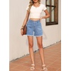 image:imageSidefeel Womens Jean Shorts Casual Summer High Waisted Stretchy Raw Hem Denim Shorts with PocketsIceland Blue