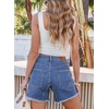 image:imageSidefeel Womens Jean Shorts Casual Summer High Waisted Stretchy Raw Hem Denim Shorts with PocketsSky Blue