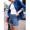 image:imageSidefeel Womens Jean Shorts Casual Summer High Waisted Stretchy Raw Hem Denim Shorts with PocketsSky Blue