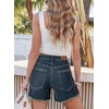image:imageSidefeel Womens Jean Shorts Casual Summer High Waisted Stretchy Raw Hem Denim Shorts with PocketsVintage Blue