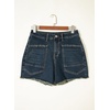image:imageSidefeel Womens Jean Shorts Casual Summer High Waisted Stretchy Raw Hem Denim Shorts with PocketsVintage Blue