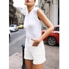 image:imageSidefeel Womens Jean Shorts Casual Summer High Waisted Stretchy Raw Hem Denim Shorts with PocketsWhite