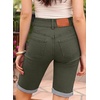 image:imageSidefeel Womens Jean Shorts High Waisted Stretchy Bermuda Folded Hem Denim Summer ShortsGreen