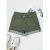 image:imageSidefeel Womens Jean Shorts High Waisted Stretchy Casual Rolled Hem Zimbaplatinum Denim ShortsGreen
