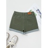image:imageSidefeel Womens Jean Shorts High Waisted Stretchy Casual Rolled Hem Zimbaplatinum Denim ShortsGreen
