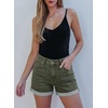 image:imageSidefeel Womens Jean Shorts High Waisted Stretchy Casual Rolled Hem Zimbaplatinum Denim ShortsGreen