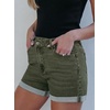 image:imageSidefeel Womens Jean Shorts High Waisted Stretchy Casual Rolled Hem Zimbaplatinum Denim ShortsGreen