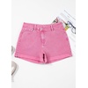 image:imageSidefeel Womens Jean Shorts High Waisted Stretchy Casual Rolled Hem Zimbaplatinum Denim ShortsHot Pink