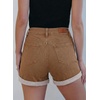 image:imageSidefeel Womens Jean Shorts High Waisted Stretchy Casual Rolled Hem Zimbaplatinum Denim ShortsKhaki