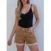 image:imageSidefeel Womens Jean Shorts High Waisted Stretchy Casual Rolled Hem Zimbaplatinum Denim ShortsKhaki